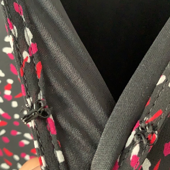 Express Print Long Sleeve Chiffon Wrap Front Romper L - Picture 5 of 8